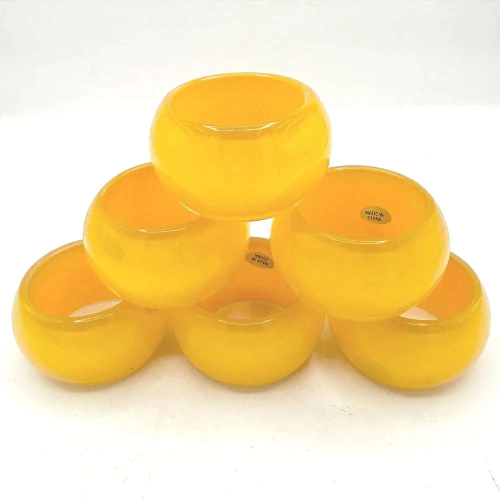 Set 6 Lucite Style Napkin Rings Translucent Yellow Retro by Kohl's Home Studio
